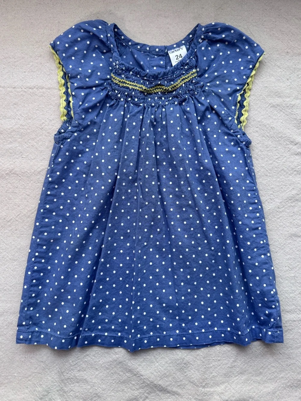 Toddler Carter’s Girl Blue Smocked Polkadot Dress